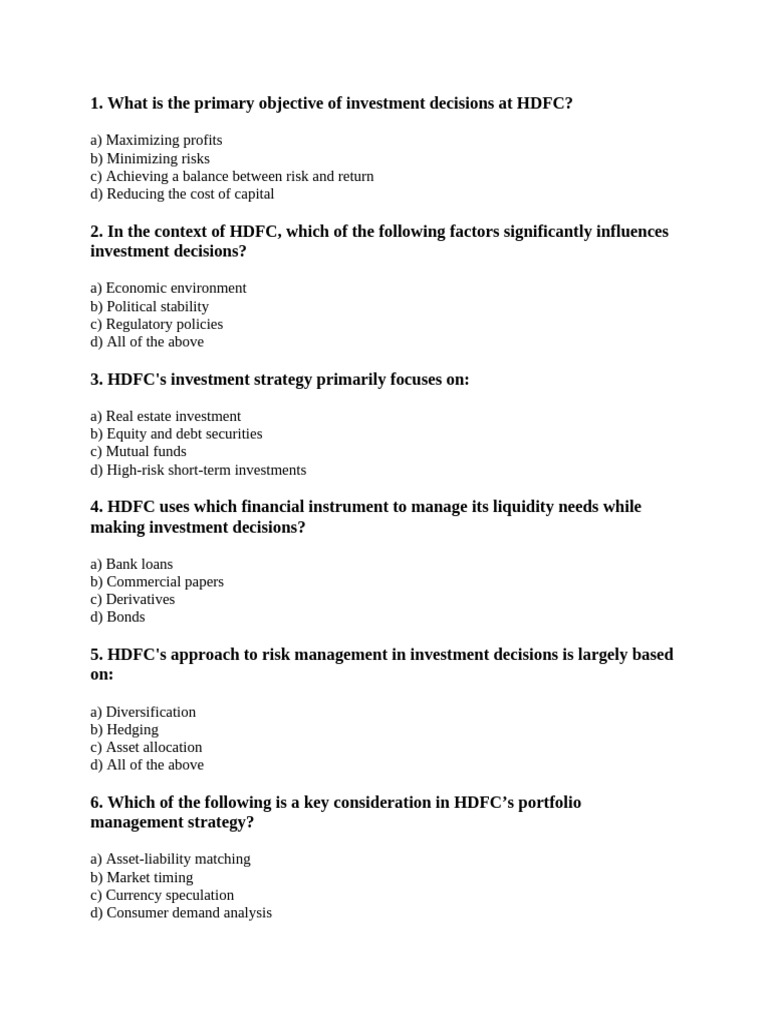 HDFC Investment Decision Strategies | PDF | Investing | Economics