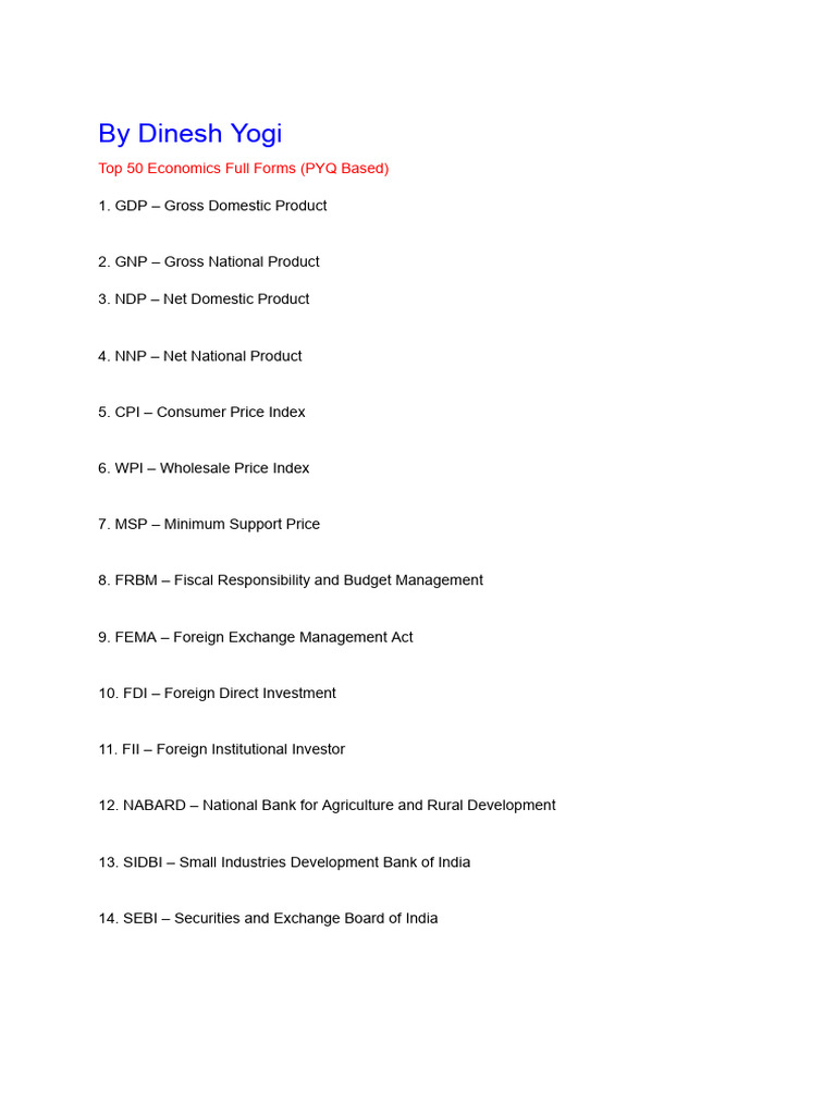 Full Forms | PDF | Repurchase Agreement | Reserve Bank Of India