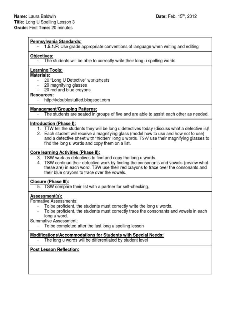 Long U Lesson 3 | PDF | Career & Growth | Language Arts & Discipline
