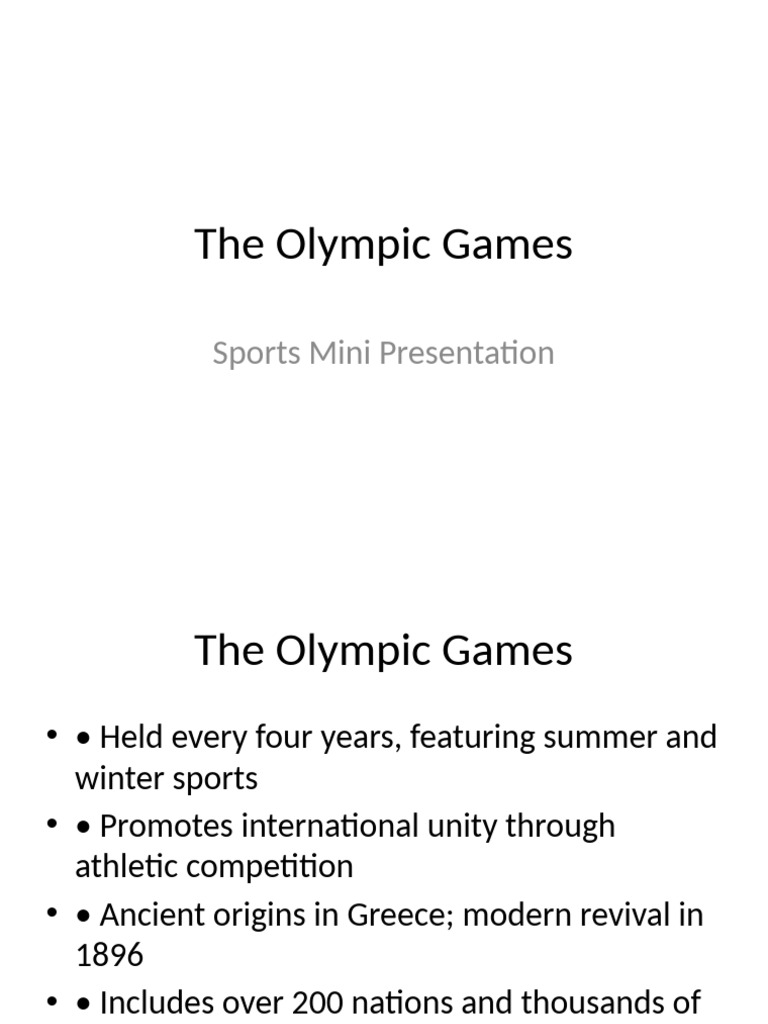 Sports Presentation 01 The Olympic Games | PDF