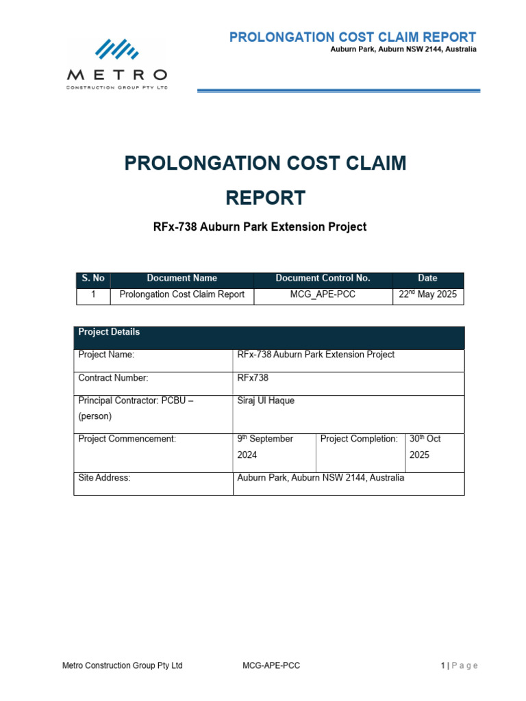 Auburn Park Claim Report - Final | PDF | Cost | Valuation (Finance)