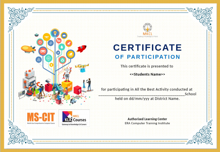 Participation Certificate For Students | PDF