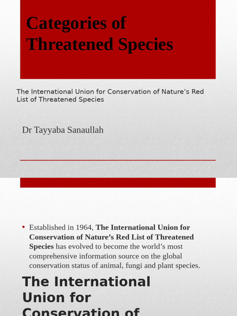 Lecture. 14. Catogories of Threatened Species | PDF | Endangered ...