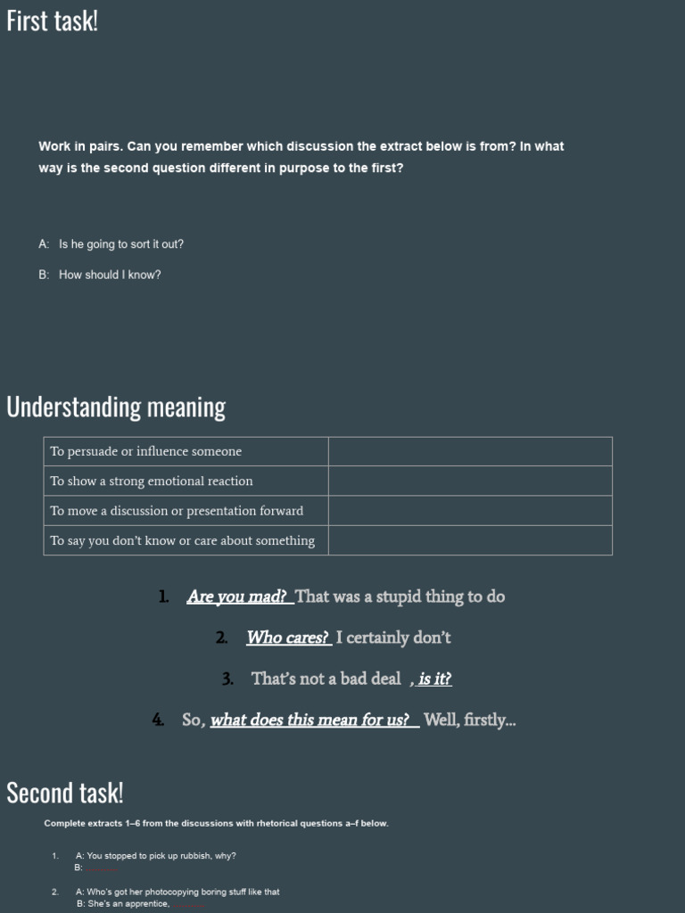 Understanding Rhetorical Questions in Dialogue | PDF