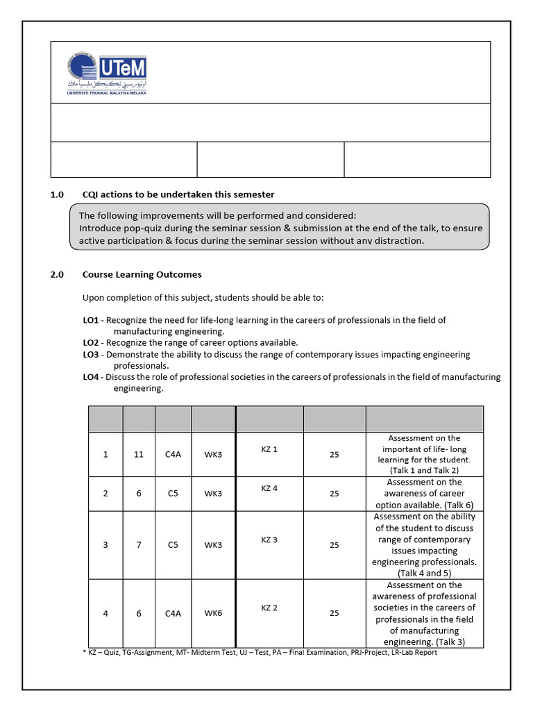Engineering Seminar Course Overview | PDF | Learning