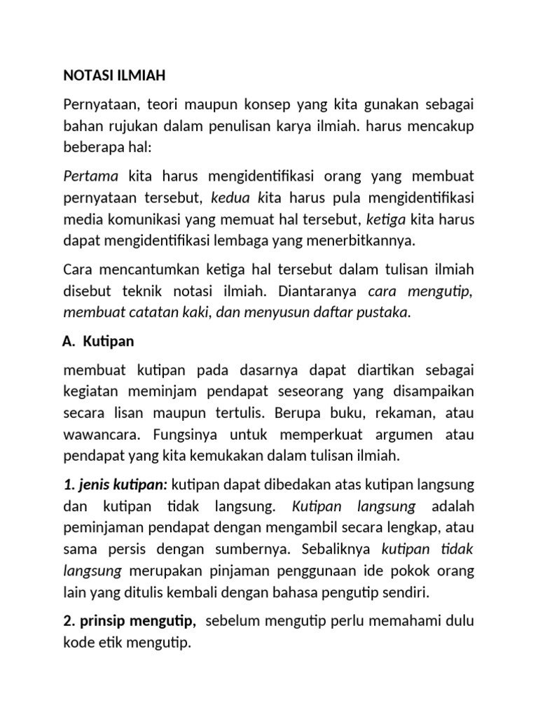 Teknik Notasi Ilmiah dan Kutipan | PDF