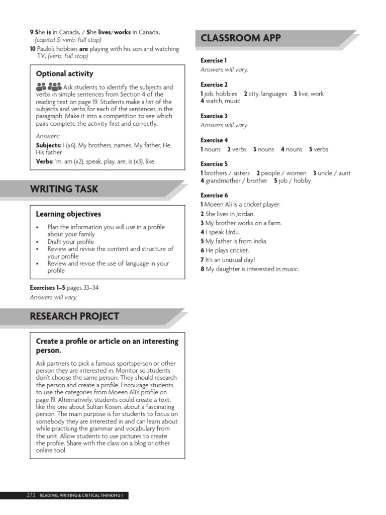 Unlock 2e Levels 1-5 Teacher's - 272 | PDF | Subject (Grammar) | Verb