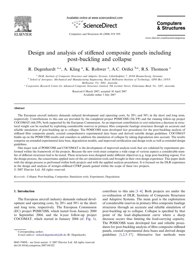 Design and Analysis of Stiffened Composite Panels Including Post ...