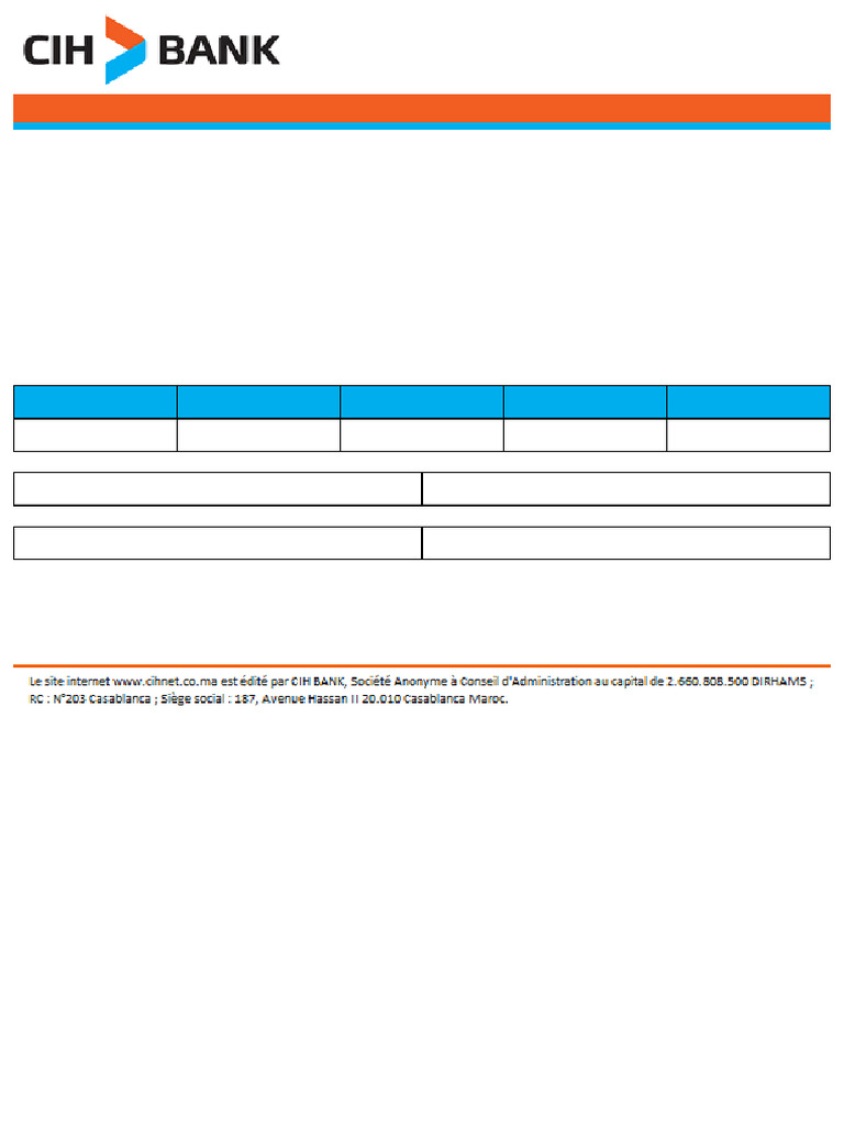 RIB et Code SWIFT de CIH Bank | PDF