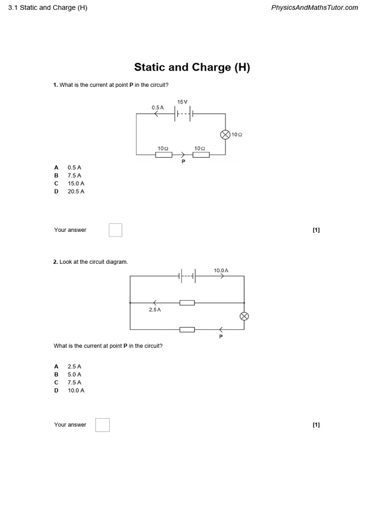 Circuit Current and Static Electricity | PDF | Voltage | Electron