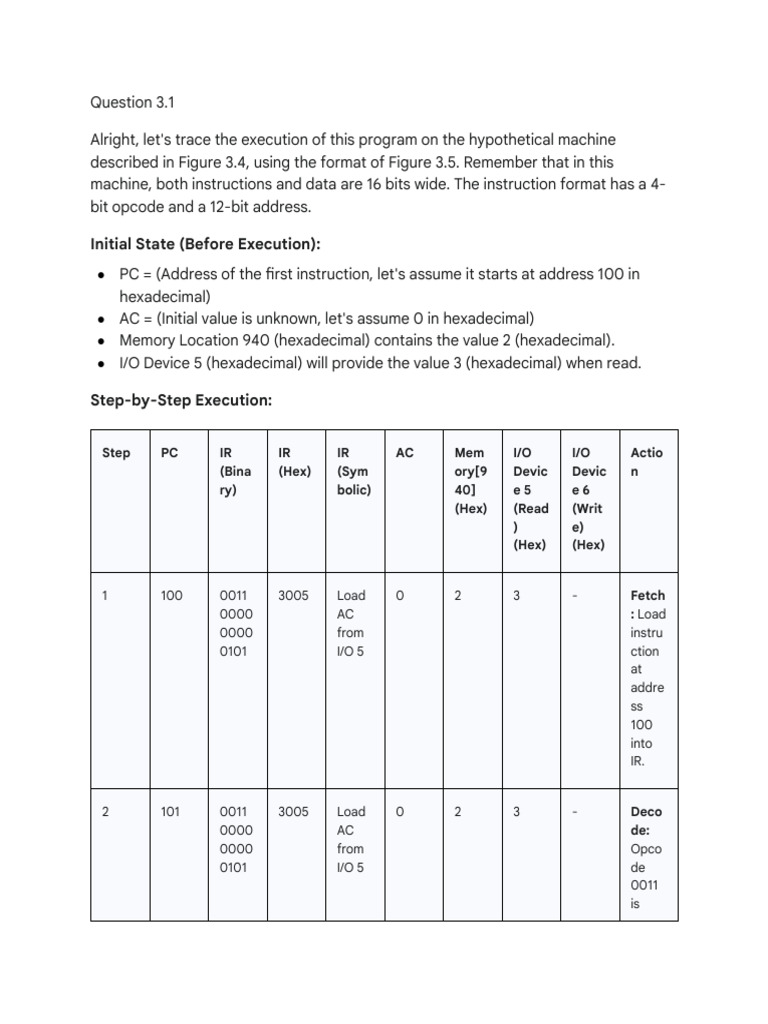 Execution Trace on Hypothetical Machine | PDF | Integrated Circuit ...