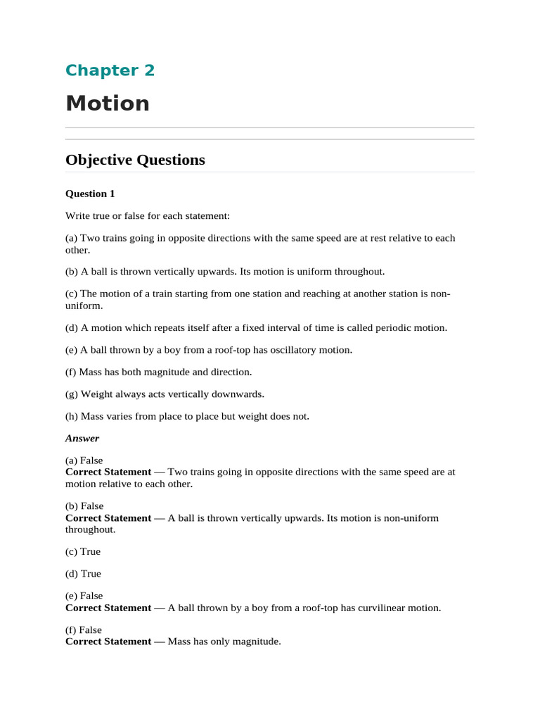 Types and Examples of Motion | PDF | Weight | Speed