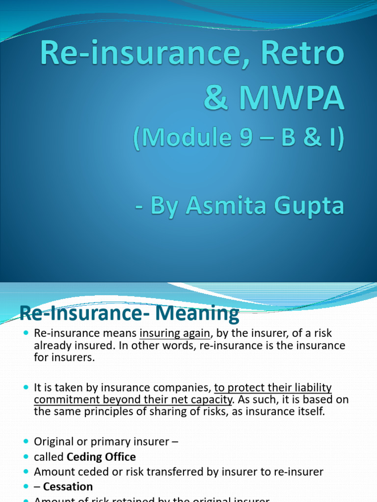 BBA - 2nd Year - Insurance - PPT - Module 9 | PDF | Reinsurance | Insurance
