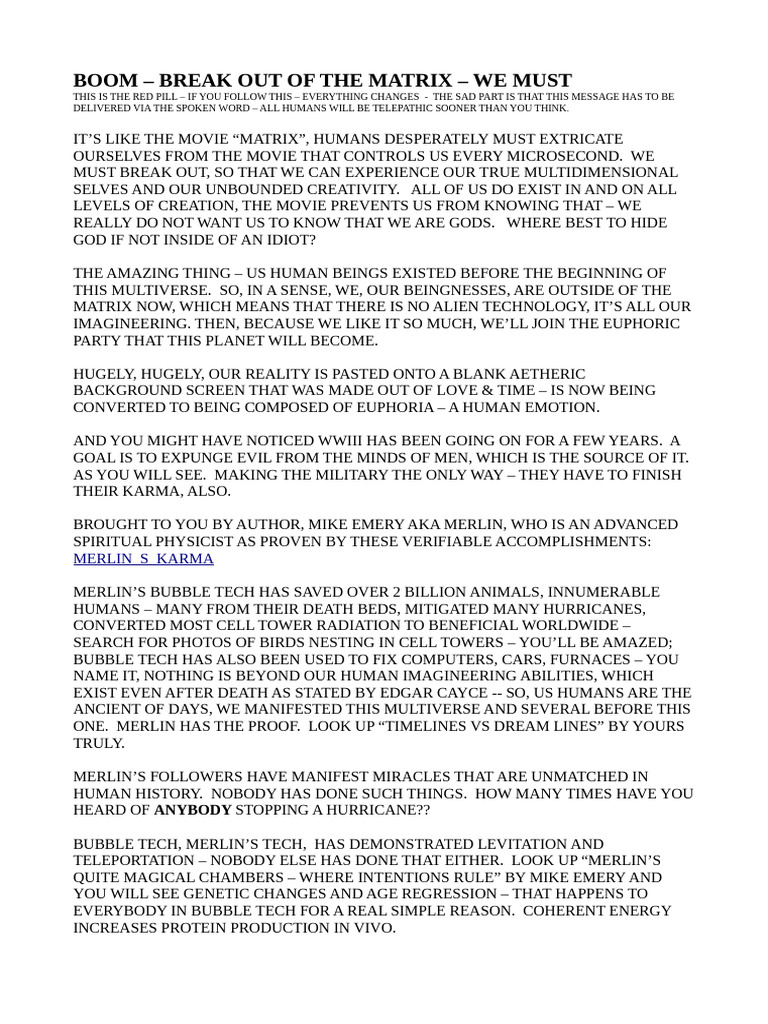 Boom Break Out of The Matrix We Must | PDF | Particle Physics ...