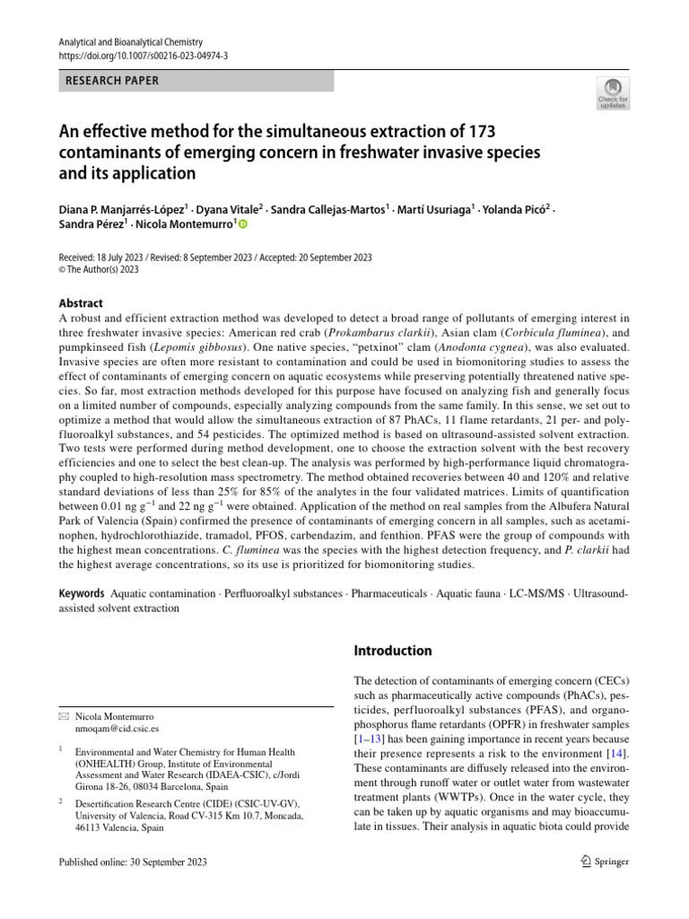 Extraction Method for Aquatic Pollutants | PDF | Analytical Chemistry ...