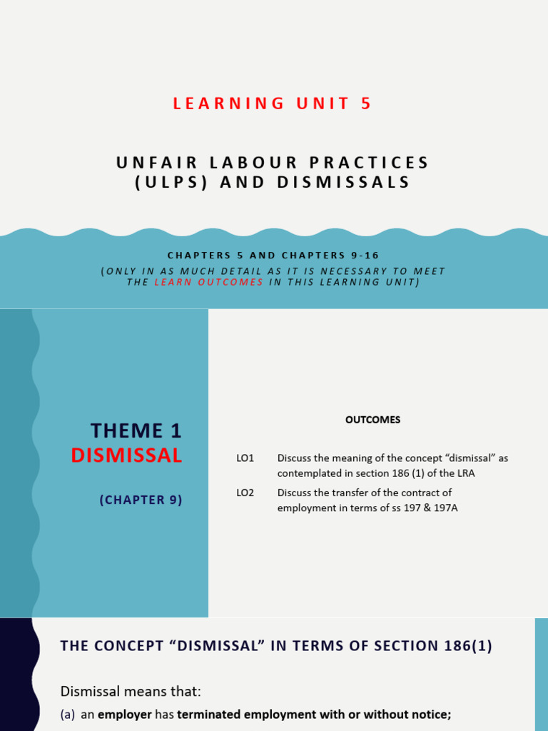 Unfair Labour Practices and Dismissals | PDF | Employment | Industrial ...