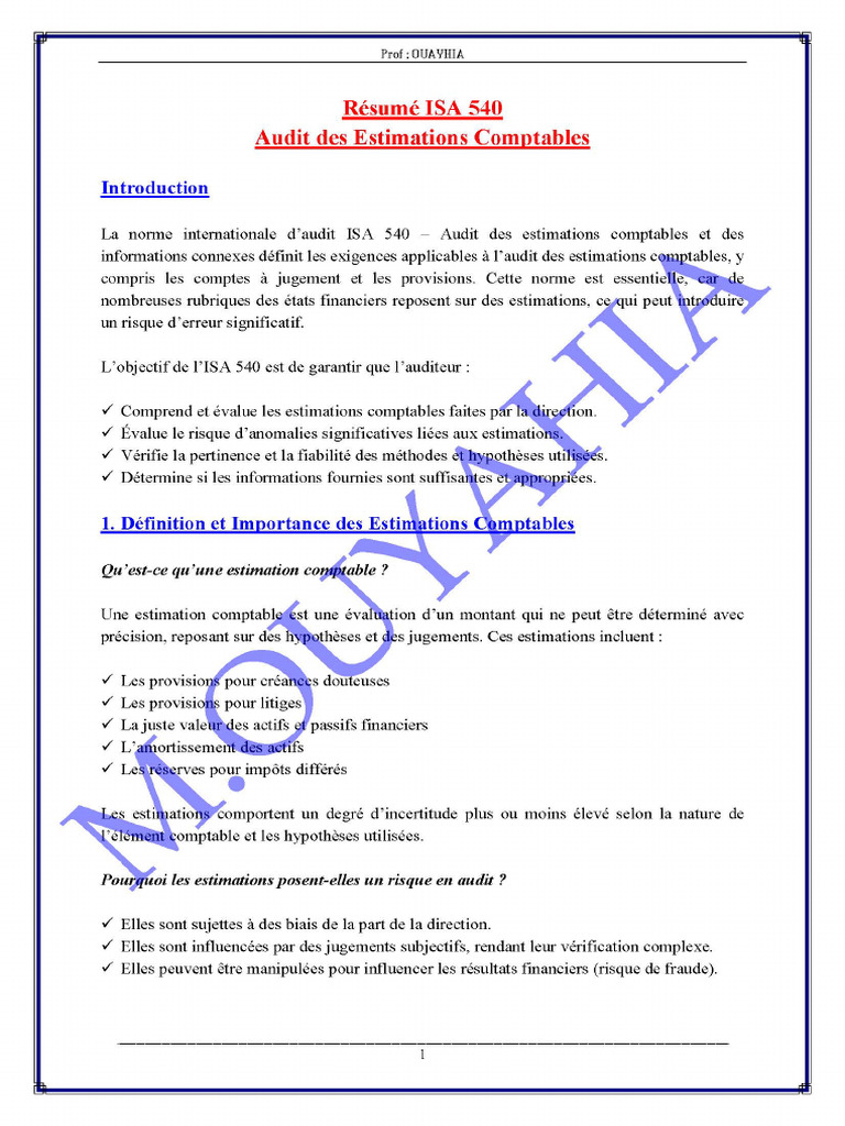 Résumé ISA 540 Stud | PDF