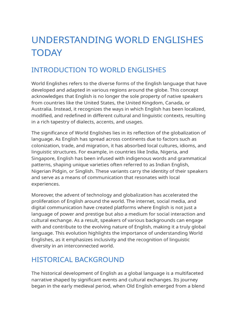Exploring World Englishes Today | PDF | English Language | Linguistics