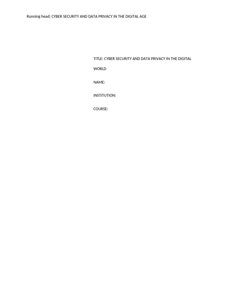 Cybersecurity and Data Privacy Overview | PDF | Security | Computer ...