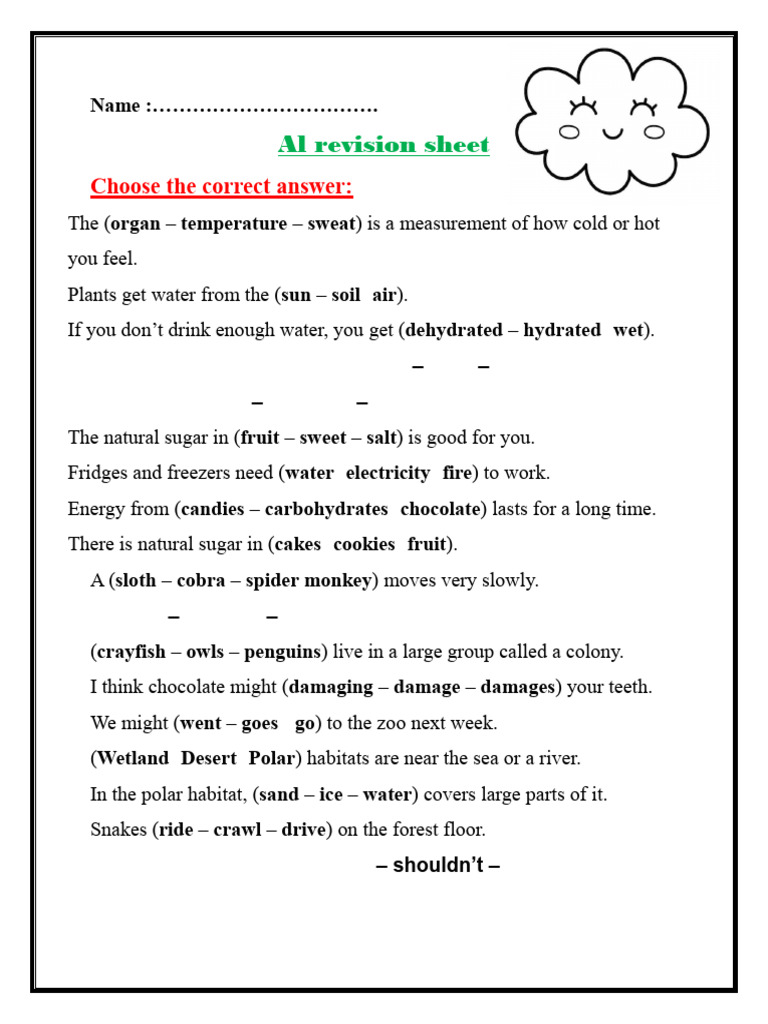 Revision Sheet for Science Questions | PDF | Trees | Rainforest