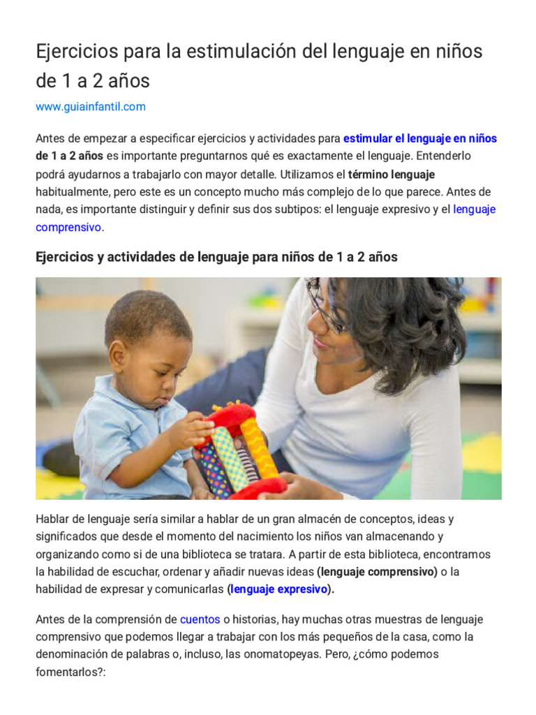 Actividades de lenguaje para 1-2 años | PDF | Ciencia cognitiva ...
