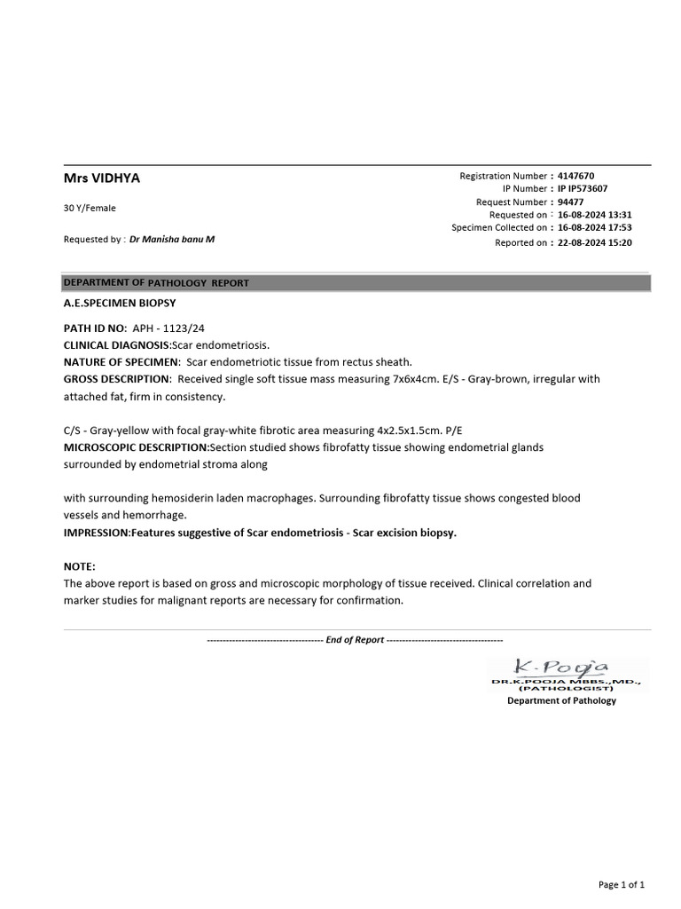 Scar Endometriosis | PDF