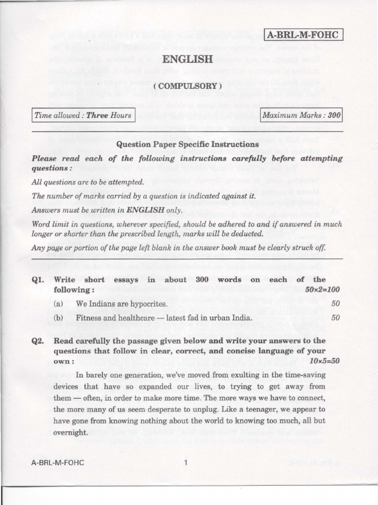English COMPULSORY | PDF | Reason | Experience