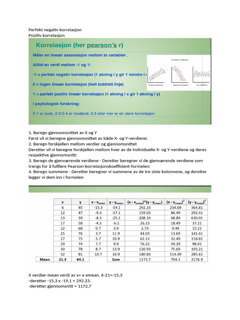 Korrelasjon - Pearsons R | PDF