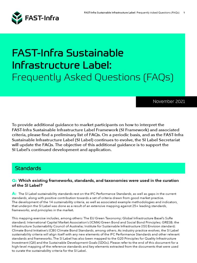FAST-Infra Sustainable Infrastructure FAQs | PDF | Economies