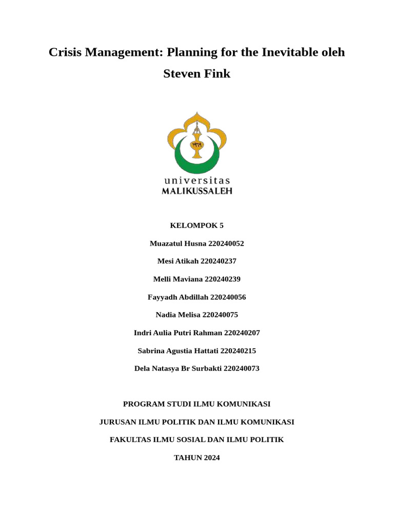Strategi Manajemen Krisis Fink | PDF