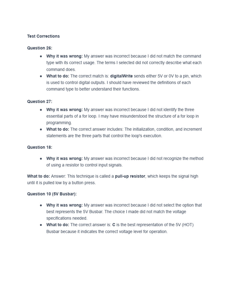 Test Corrections | PDF