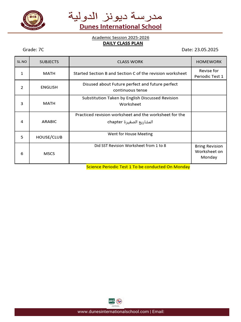 7C DCP Friday 23.05.2025 | PDF
