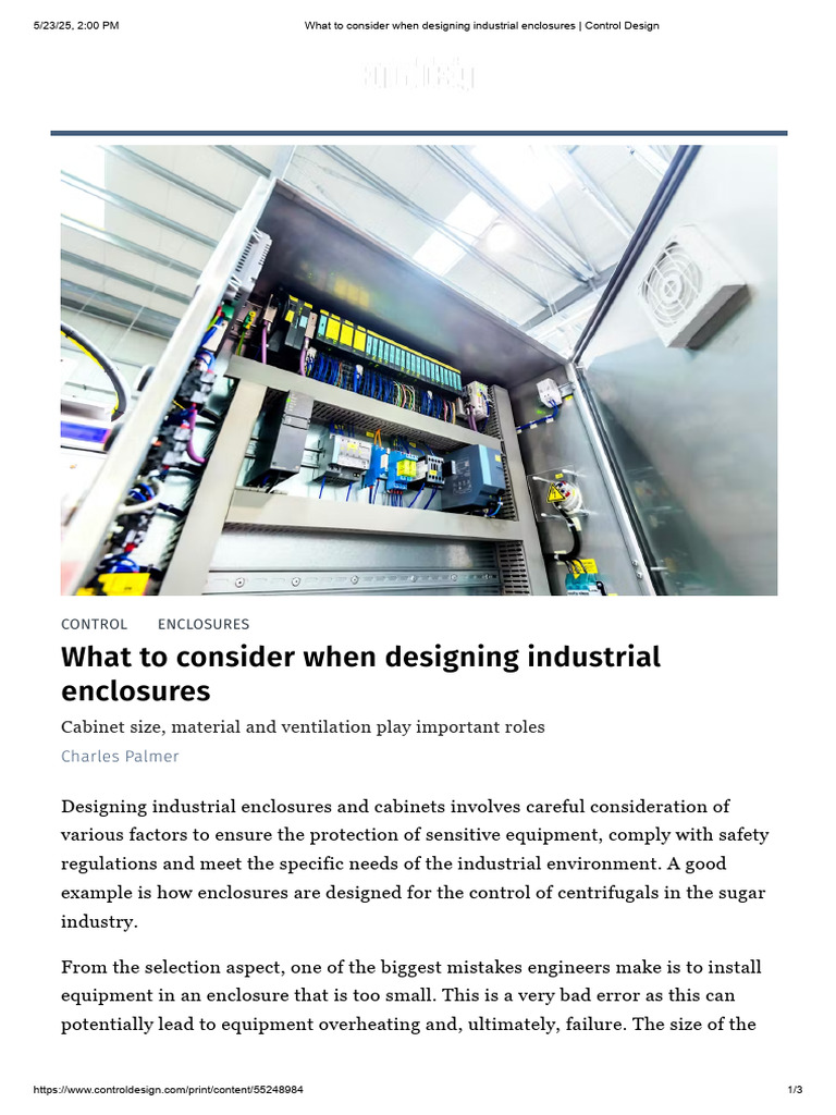 What to consider when designing industrial enclosures _ Control Design ...