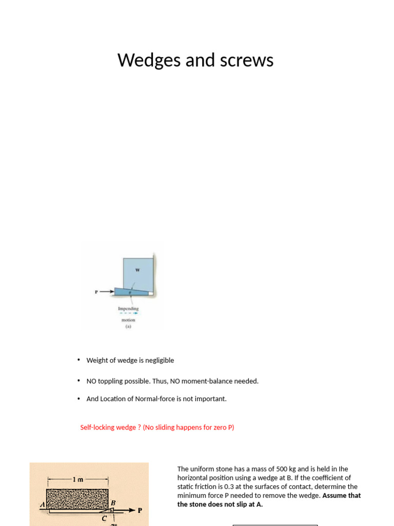 Lecture13 ScrewAndWedge | PDF