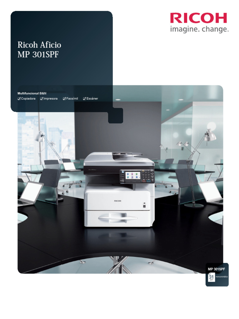Multifuncional Ricoh MP 301SPF B&N | PDF | Fax | Impresora (Computación)