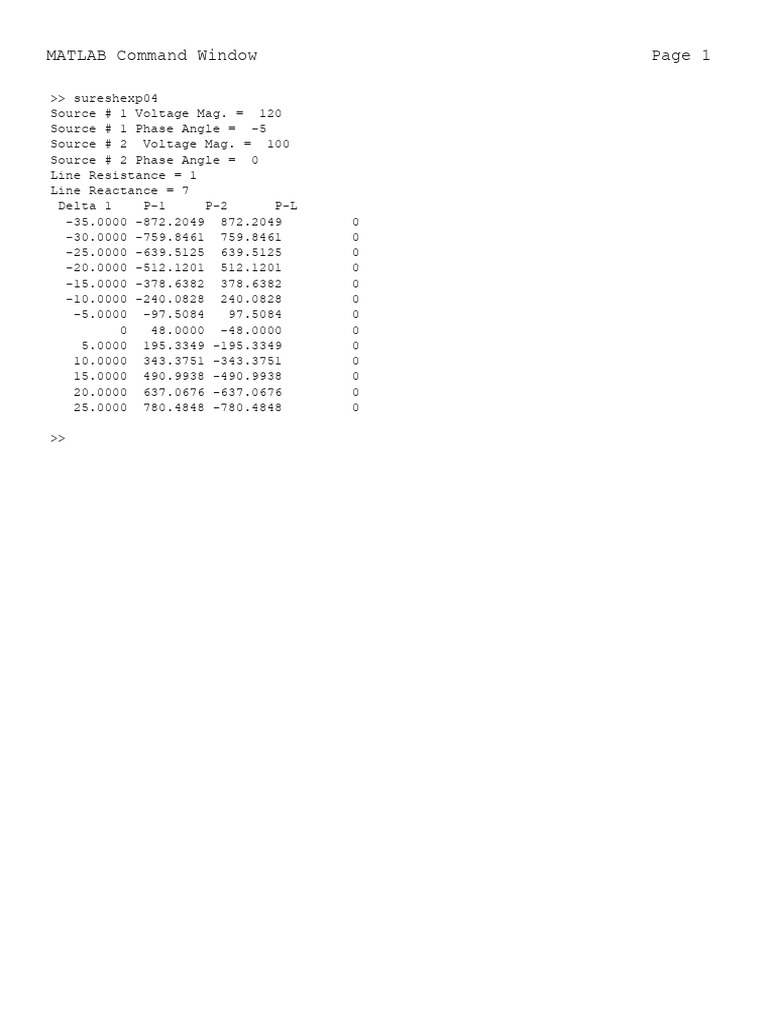MATLAB Voltage and Power Analysis | PDF