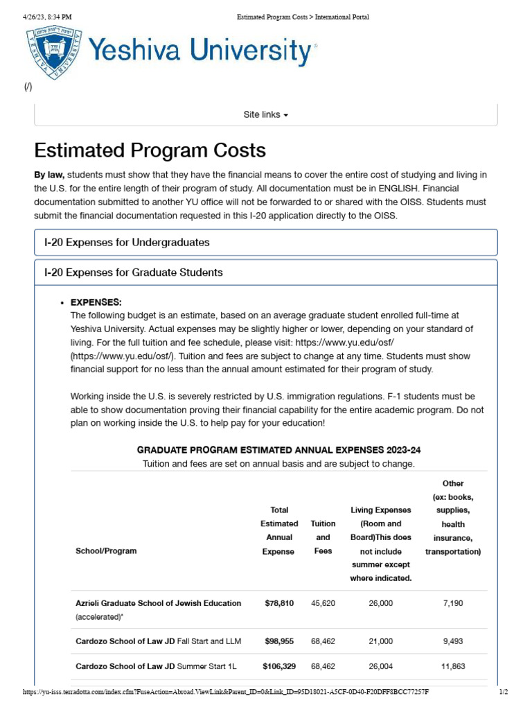 TUITION AND ESTIMATED COSTS visual data 6