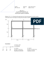 Analysis For Lateral Loads Portal and Cantilever Method: Plate No.7