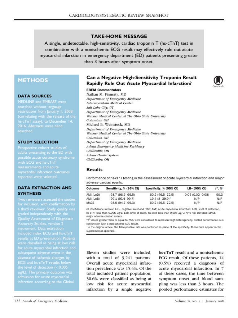 Can A Negative High Sensitivity Troponin Result Ra | PDF | Myocardial ...