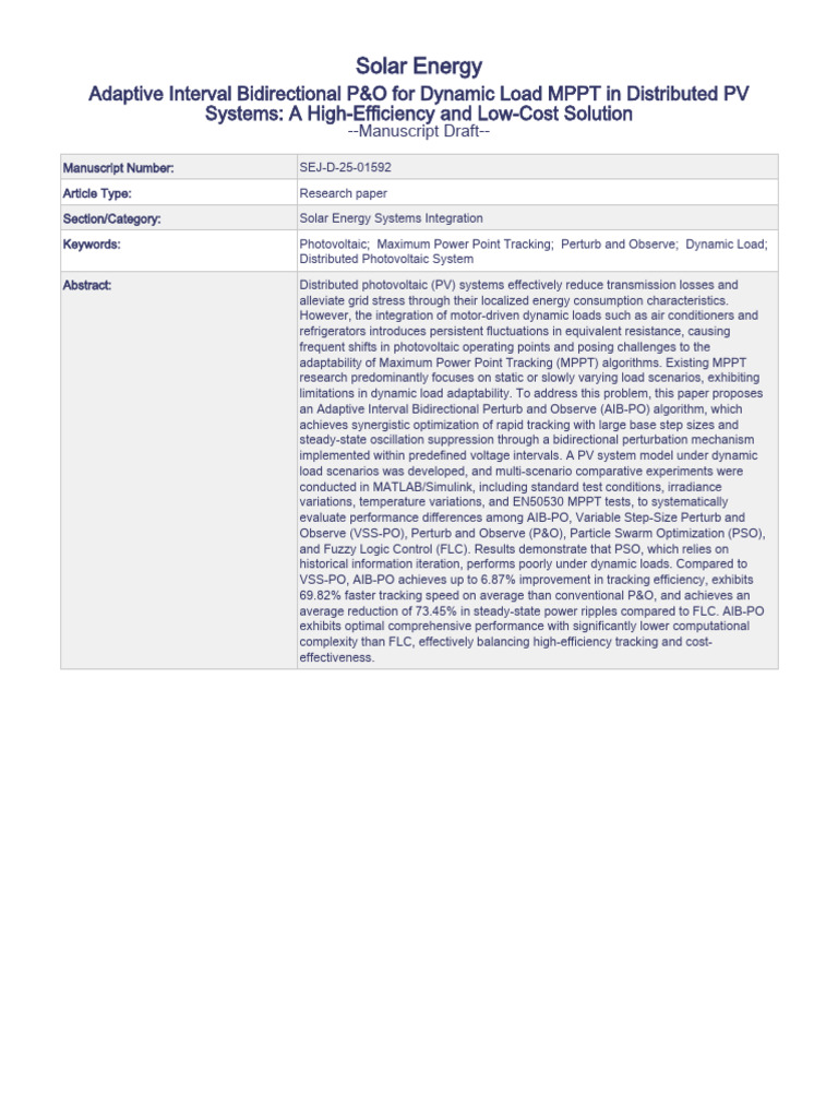 Adaptive MPPT for Dynamic PV Loads | PDF | Photovoltaic System ...