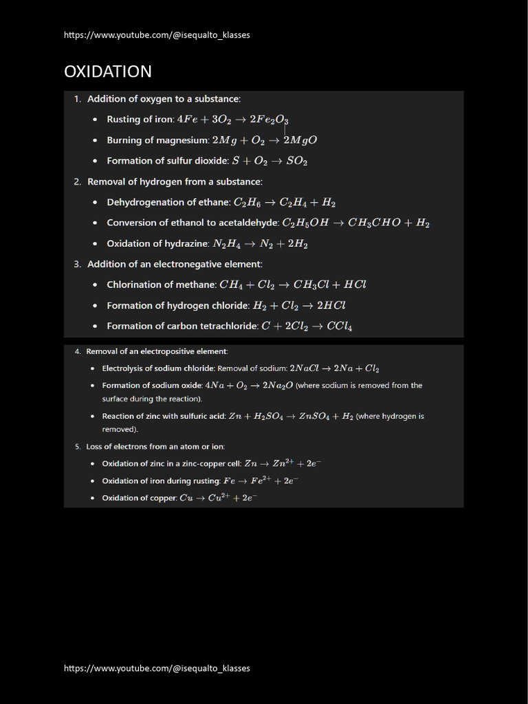 Oxidation Reduction Examples | PDF
