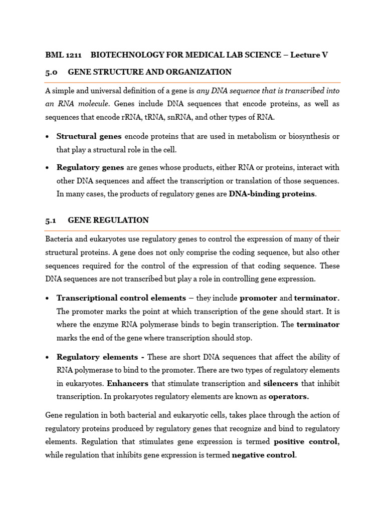 BML 1211 Biotechnology For Medical Lab Science - Lecture V | PDF ...