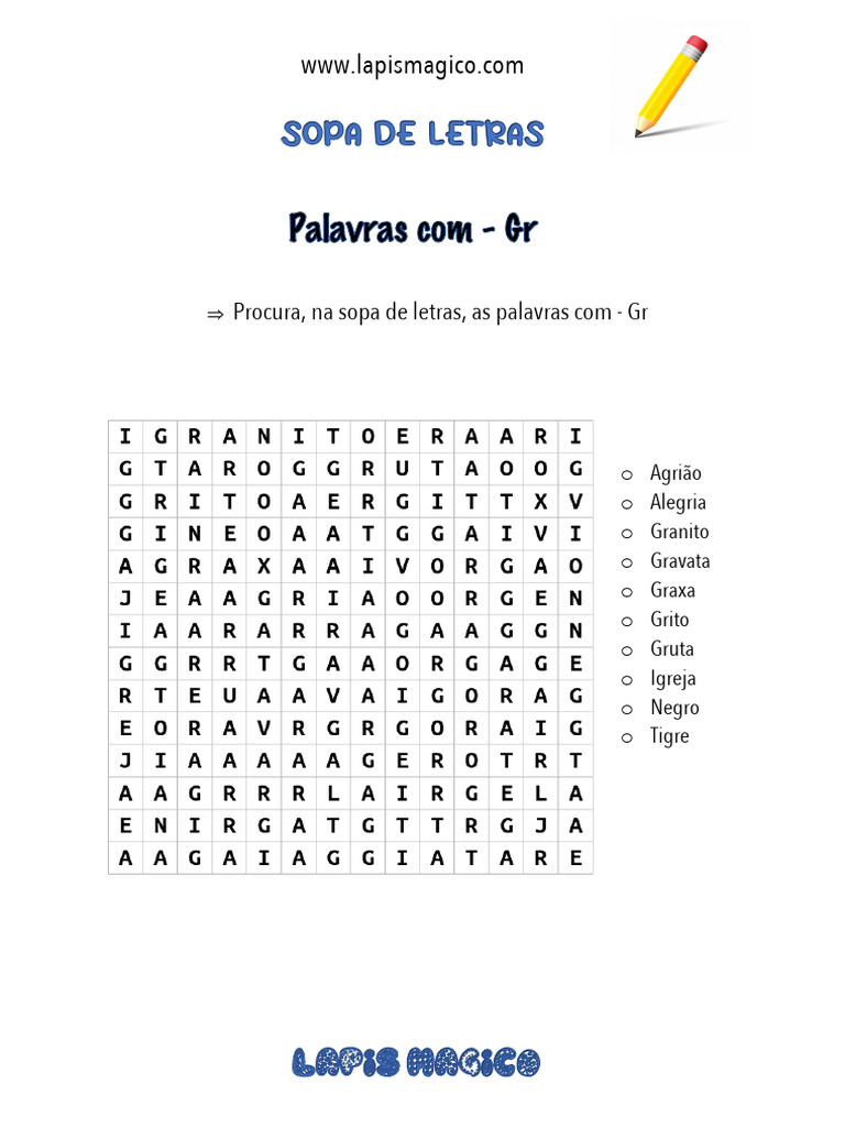 Palavras com 