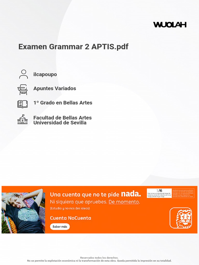 Wuolah-free-Examen Grammar 2 APTIS | PDF