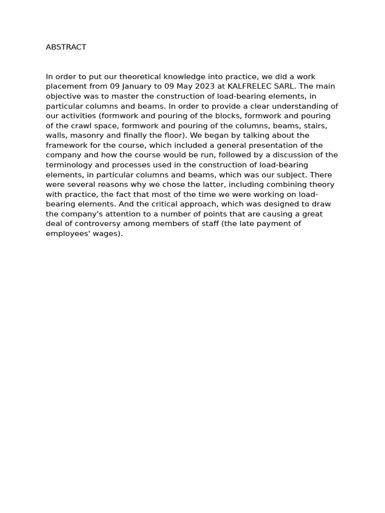 Load-Bearing Elements Construction Report | PDF