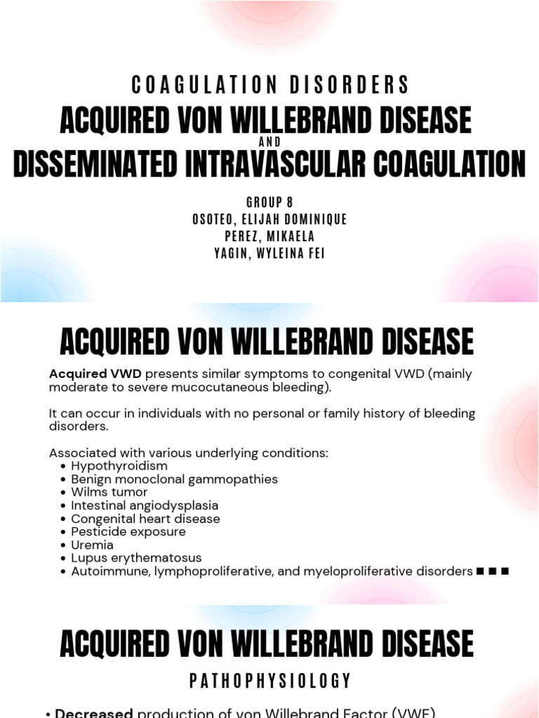 Group 8 DIC Acquired VWD | PDF | Diseases And Disorders | Medical ...