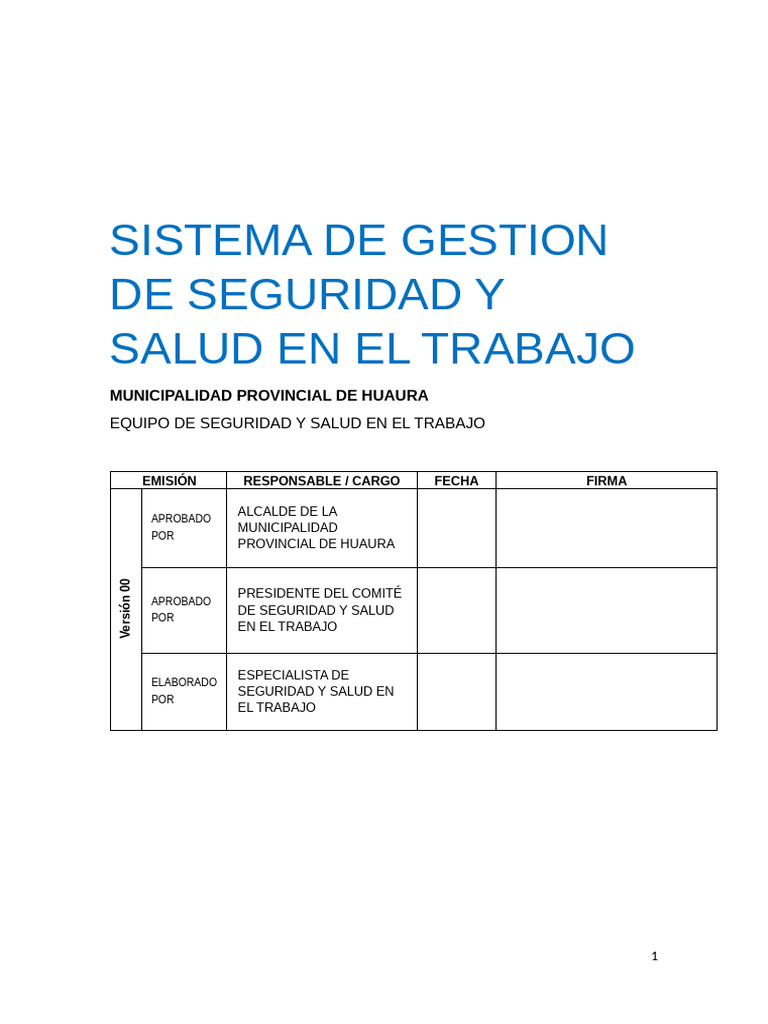 Sistema de Gestion de Seguridad y Salud en El Trabajo 2024 | PDF ...