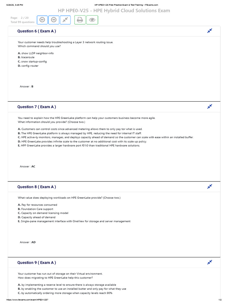 HP HPE0-V25 - HPE Hybrid Cloud Solutions Exam | PDF | Cloud