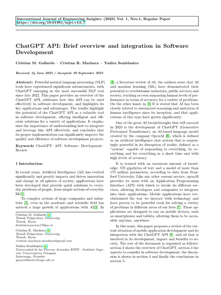 ChatGPT API in Software Development | PDF | Artificial Intelligence ...