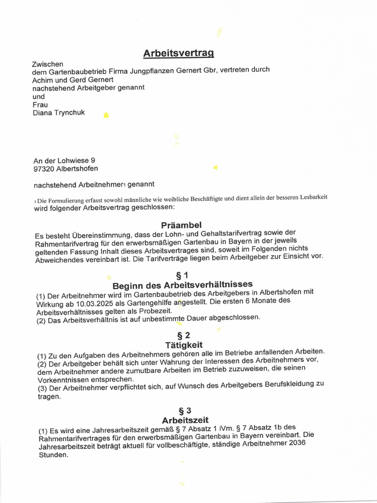 Arbeitsverträge | PDF